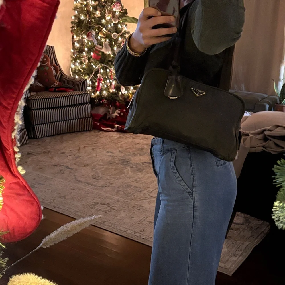 Prada Black Nylon Handbag with Brown Straps - Picture 10 of 11